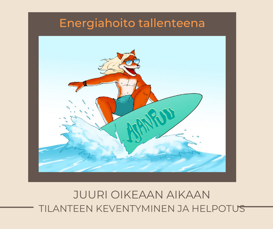 kuvassa kettu surffaa energiahoidossa ja aallonharjalla